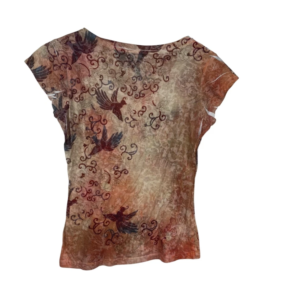 Spy Zone Exchange 女式 Y2K Fairy Boho 刺绣鸟上衣多色 M 码 — 第 2/4 张图片