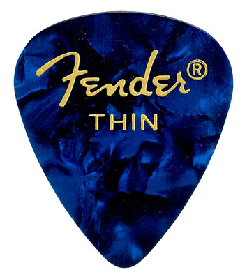 Fender Premium Celluloid Guitar Picks - THIN BLUE MOTO - 12-Pack (1 Dozen)