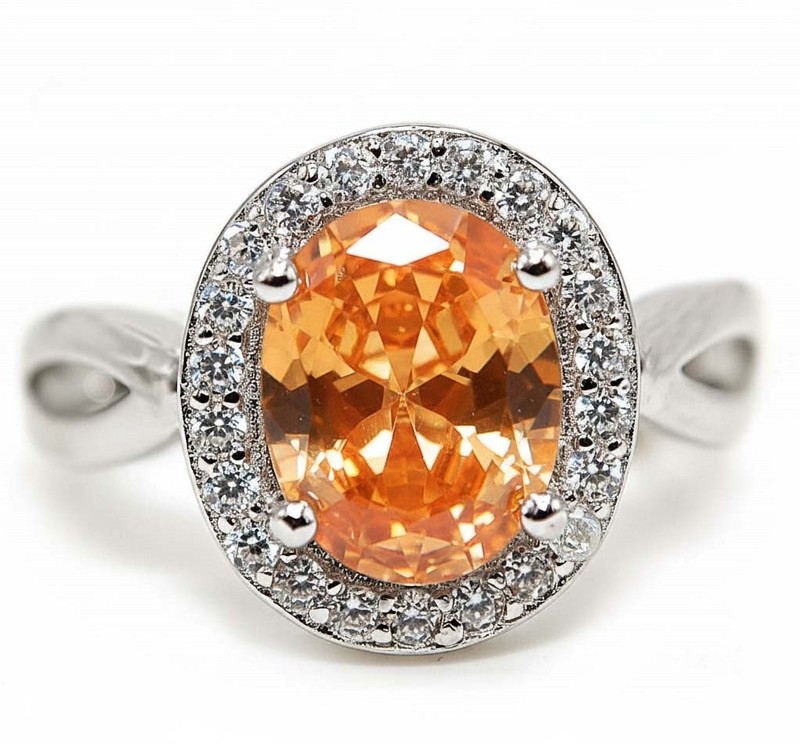 2CT  Padparadscha 925 Sterling Silver Ring Sz 6