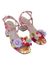 Betsey Johnson Womens Merrily Floral Block Heel Sandals Bright Multi Size 7M