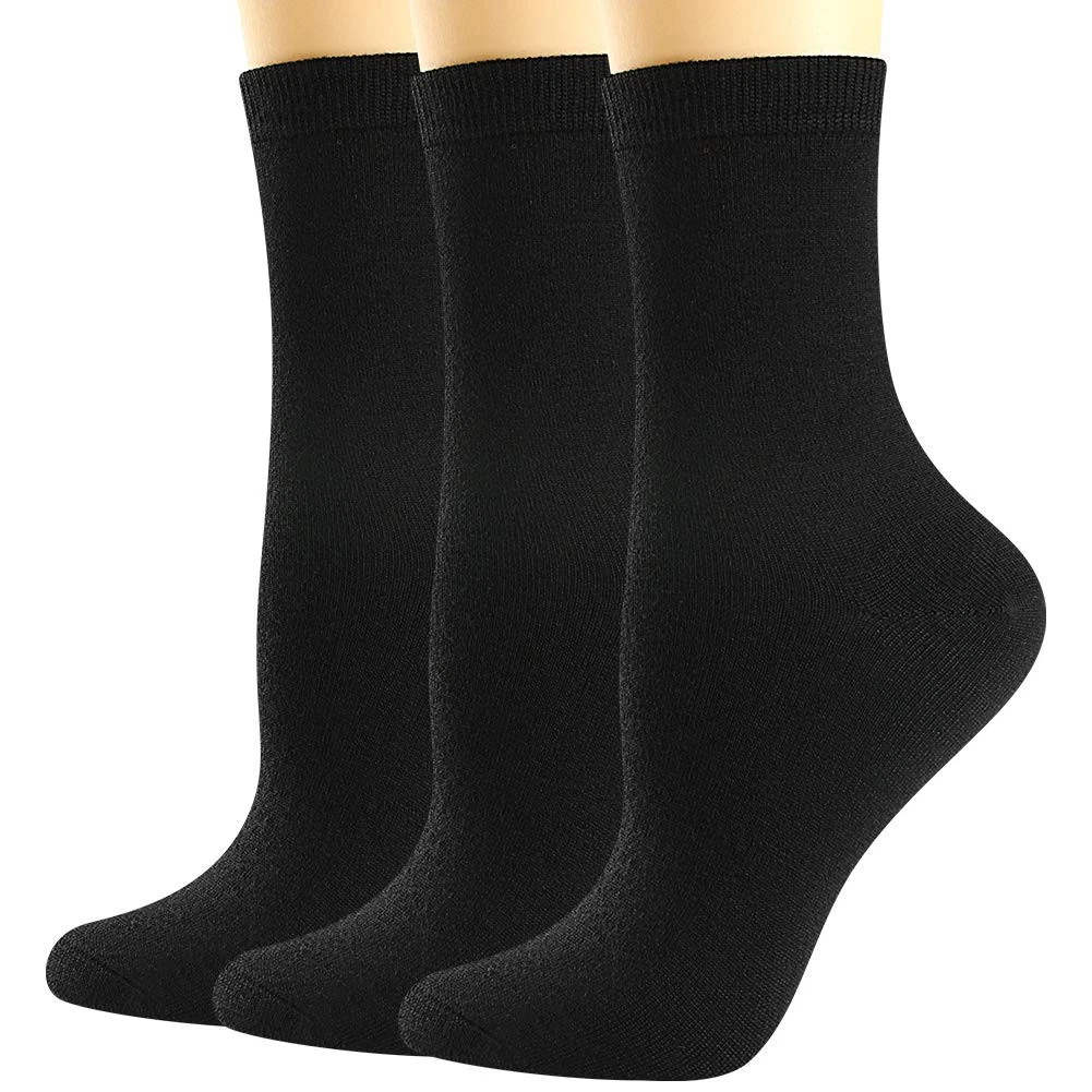 Thin Merino Wool Boot Socks for Women, Warm Black Winter Cozy Comfy Breathable