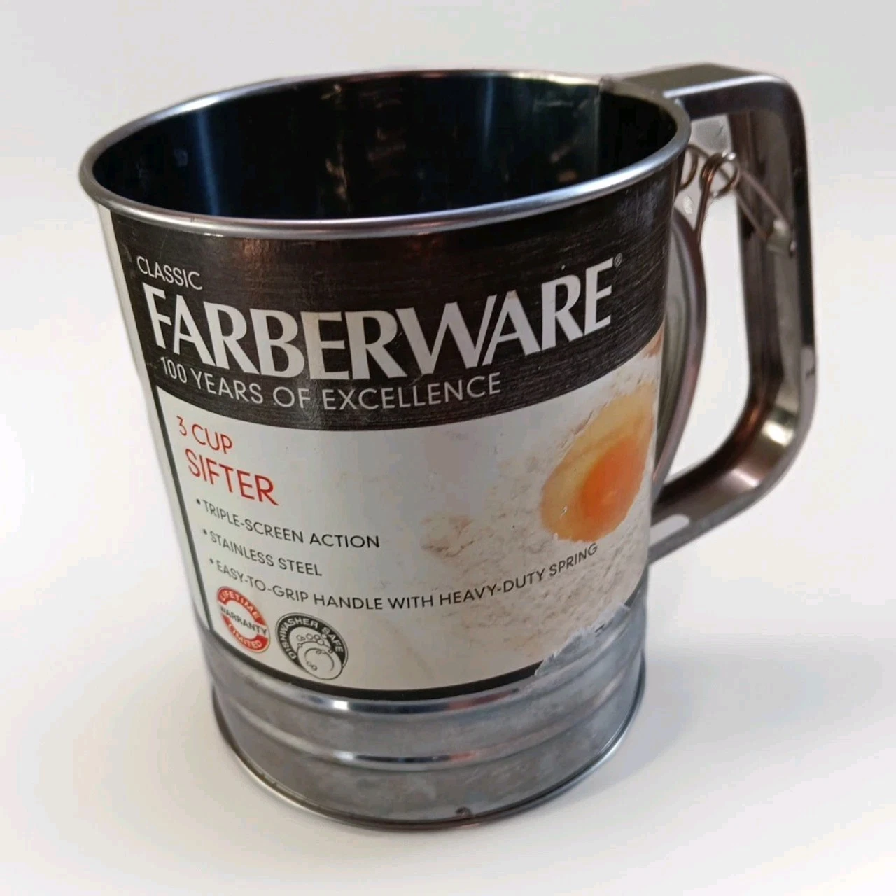Farberware Classic Stainless Steel Flour Sifter (3-Cup) Triple Screen