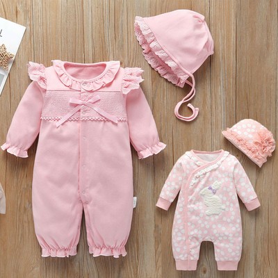 2pcs Newborn Toddler Kids Baby Girl Long Sleeve Romper Jumpsuit Playsuit Set