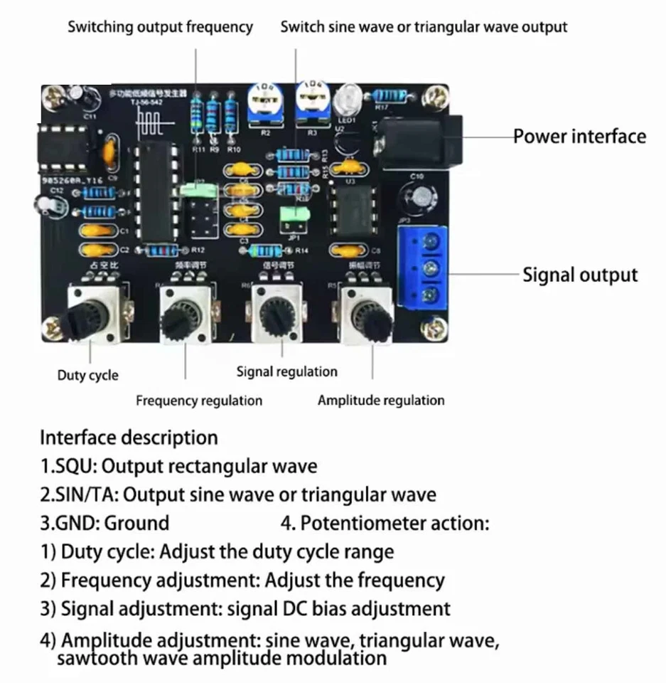 Signalgenerator Sinus Rechteck Dreieck Bausatz mit ICL8038 Audio Out 1St - Bild 3 von 3