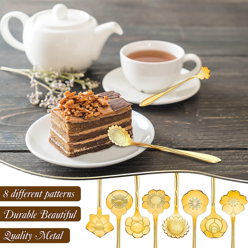 40 Pcs Flower Dessert Spoons Stainless Steel Sugar Stirring Coffee Spoons Small - Picture 2 of 5
