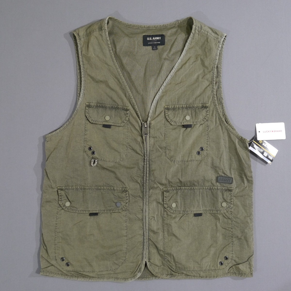 Lucky Brand X US Army Vest Women's Small Windbreaker Lightweight