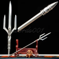 32 in Halberd Spear Aquaman Trident Weapon Metal Prop Staff Steel Trishula