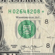 Series 2013 Star Note H St. Louis 3.2M Pack Run $1 Dollar Bill H02648208*