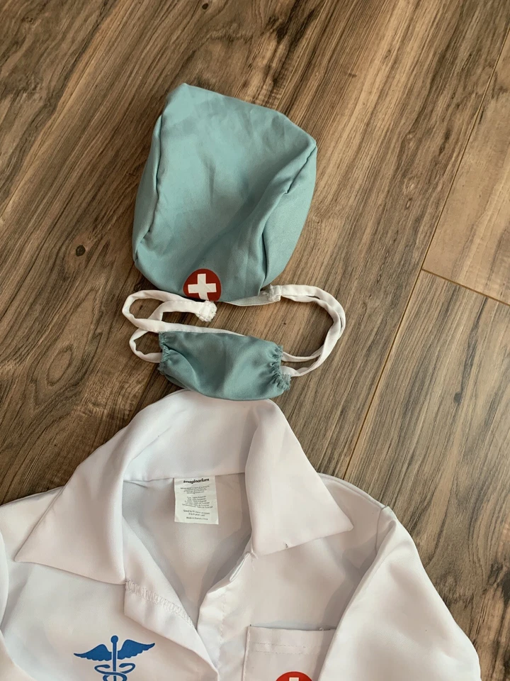 Imaginarium se adapta a 3-6 años disfraz de médico abrigo blanco, pantalones exfoliantes, máscara y sombrero Foto 3 de 4