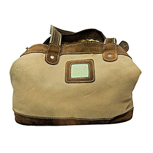 SHERPANI Laurel Satchel Shoulder Bag Canvas w Suede Trim Embroidered Flower - Picture 3 of 9