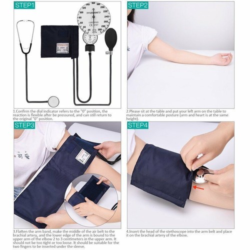Manual Blood Pressure Monitor BP Cuff Gauge Aneroid Sphygmomanometer Machine Kit - Picture 7 of 16