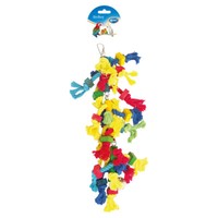 Duvo+ Vogelspielzeug Baumwollknoten 38Cm Mit LederbäNdern & HolzblöCken