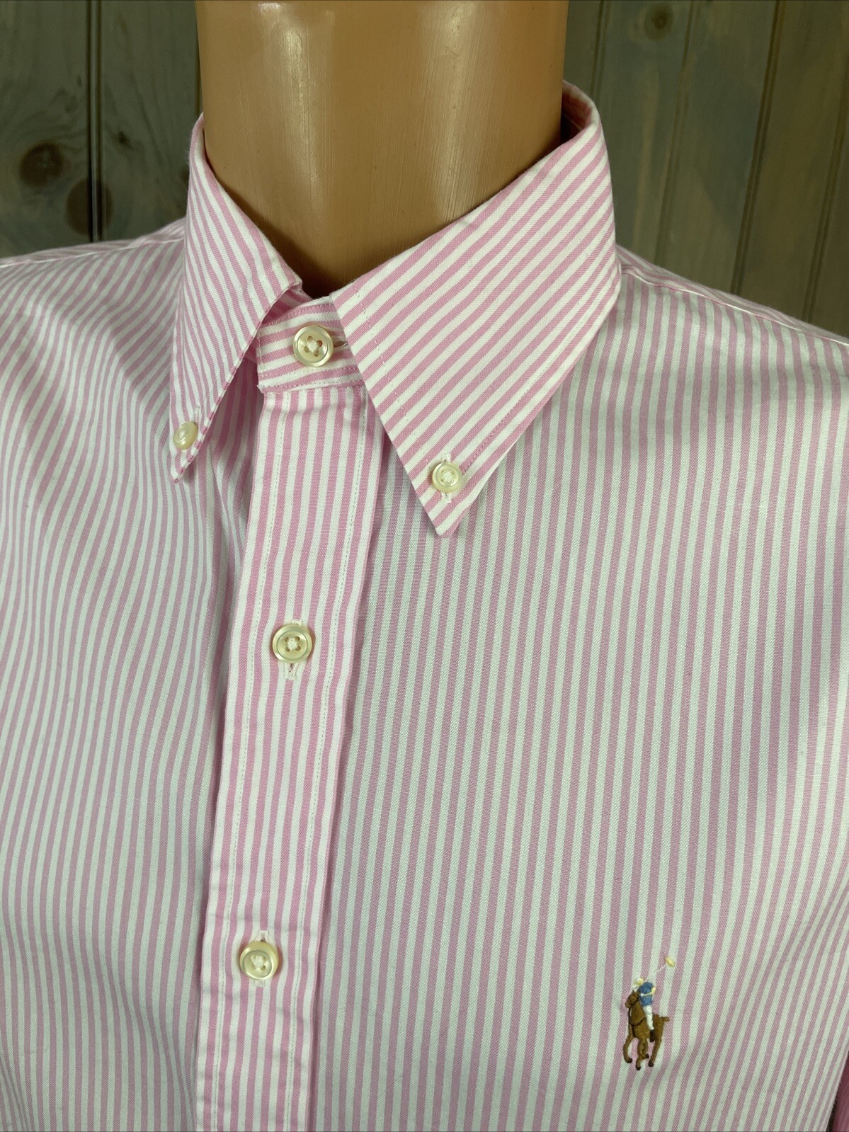 Polo Ralph Lauren manica lunga bottoni rosa righe abito camicia casual pony taglia 16