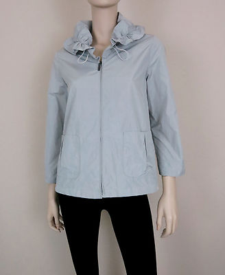 KOAN Rain Jacket Coat 3/4 Sleeve Full Zip Drawstring Collar Gray L / 44