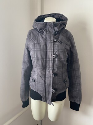 Eight 2 Nine Y2K Style Jacket Winter Warm Grey Check Size M