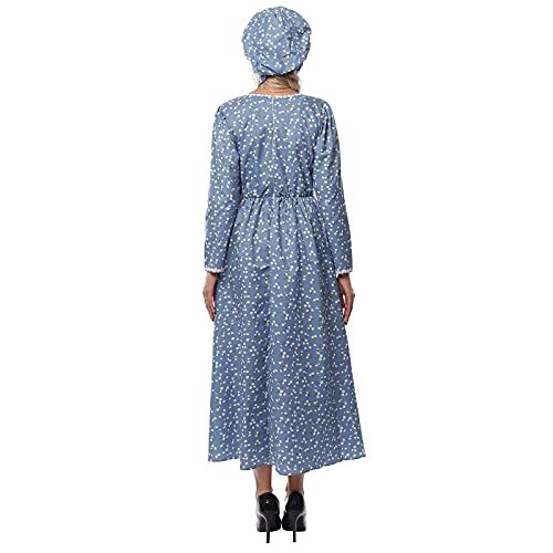 NSPSTT Prairie Dress Women Pioneer Dress Colonial XLarge Navy Blue