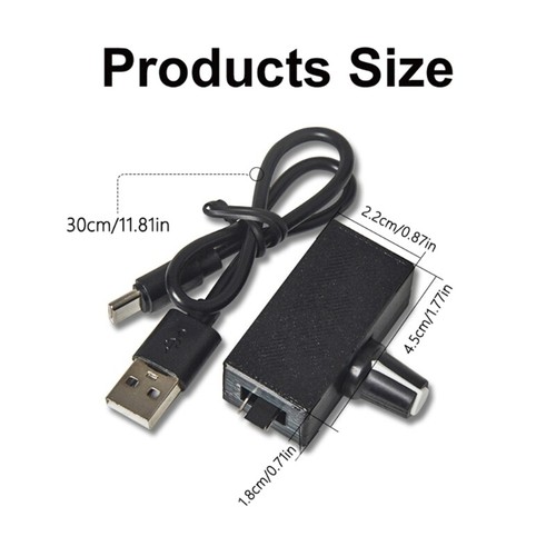 Adjustable Speed USB Fan Controller 8W Power Adapter 12V 4Pin Cable Splitter - Afbeelding 8 van 18
