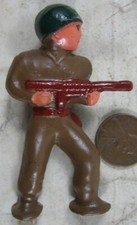 Vintage Barclay Pod Foot Soldier With Tommy Machine Gun Green Helmet 1