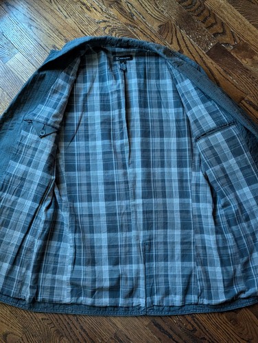 NWT Mens Size M or 40R Gray Cotton Modern Seersucker Blazer Crest Pocket Jacket - Picture 8 of 17