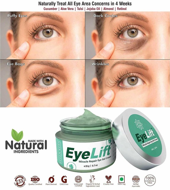 Bella Vita Organic EyeLift Under Eyes Cream Gel Dark Circles Puffy