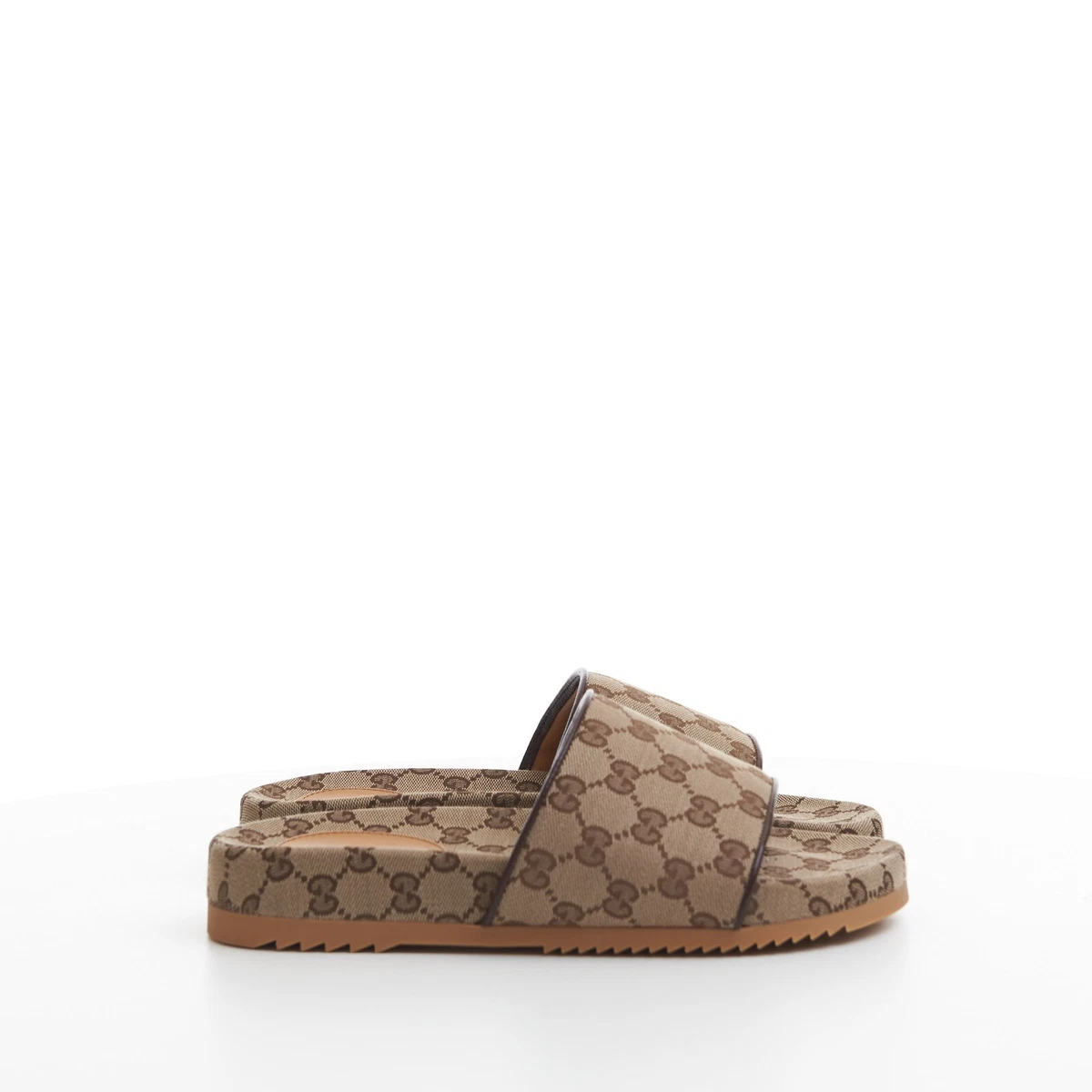 GUCCI 520$ Men's GG Slide Sandal In Beige & Ebony