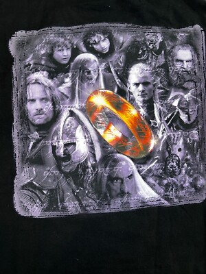 Lord of the Rings Shirt Mens Xl Black The Two Towers Promo 2002 Movie Tee Y2K