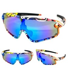 Oversize RETRO SPORTY WRAP AROUND Cycling Running SUN GLASSES Big Griffiti Frame