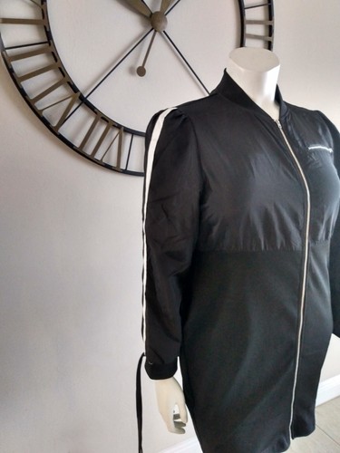 WOWO Nylon & Ribbed Knit Varsity Stripe Black Jacket Juniors Plus Size 2XL - Picture 6 of 7