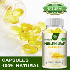Mullein Leaf Capsules 1500MG For Lung Cleanse Detox Herbal Dietary Supplement US