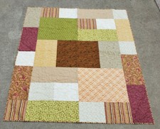 NEW Maroon Green  Brown Flowered 56 x 64 Lap Finished Quilt Paisley stripe