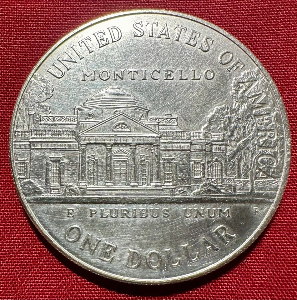 1993 P US $1 Dollar - Thomas Jefferson Commemorative - .900 SILVER - Image 2 of 2