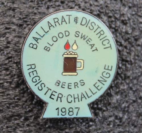 * MOTORCYCLE RALLY BADGE/PIN ORIGINAL WITH PIN 1987 BLOOD SWEAT BEERS #IKJ09 - Picture 5 of 6