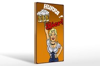 Holzschild Pinup 20X30 Cm Alkohol Hurra! Bier Holz Deko Schild Wooden Sign