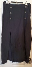 Anthropologie Maeve Dual Split Button Midi Black Skirt 6 NEW