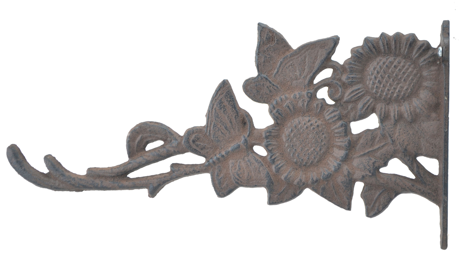 Decorative Plant Hanger Cast Iron Outdoor Hook Butterflies & Sunflowers 11.125"