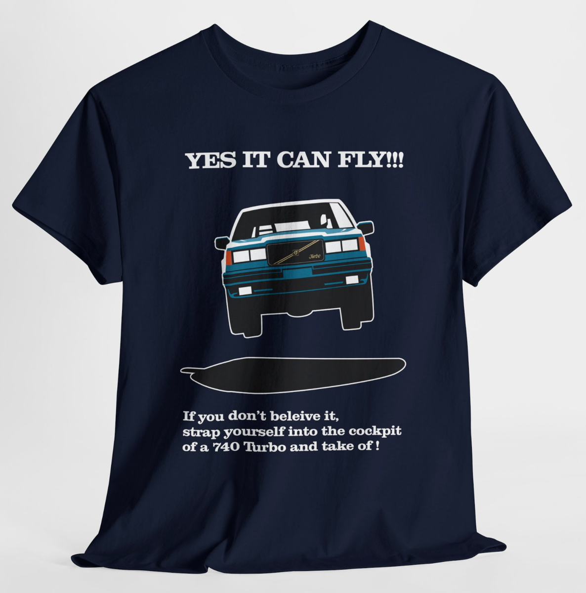 Vintage 740 Turbo Inspired Flying Car Themed Vector Art T-Shirt