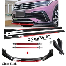 Front Bumper Lip Spoiler Splitter Side Skirt For Volkswagen Tiguan Glossy Black