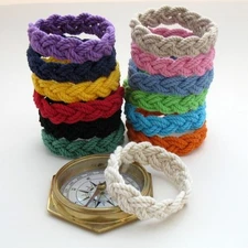 Mystic Knotwork: Narrow Cape Cod Surfer Beach Rope Bracelet, 13 Colors