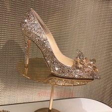 7CM/9cm Women's Silver Wedding Rhinestone Pumps Crystal High Heels Shoes Ladies
