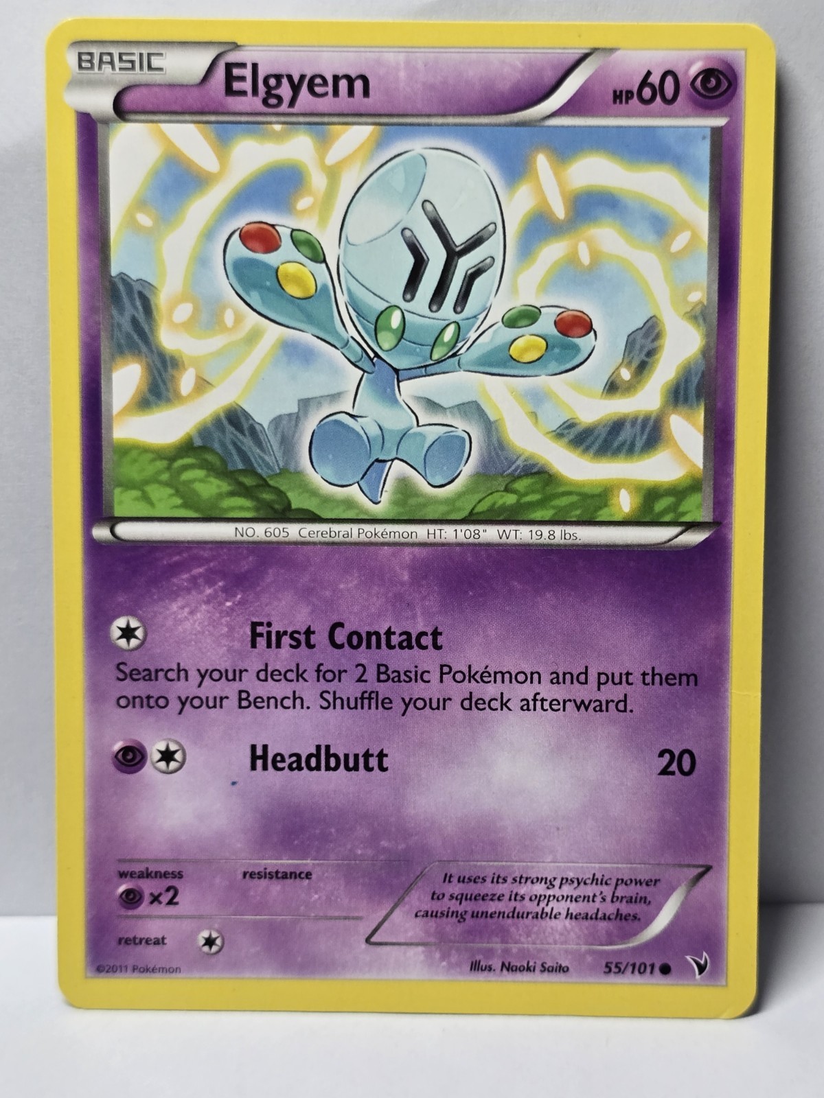 Elgyem 55/101 Noble Victories Regular Common Pokemon Card TCG English LP