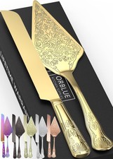 Orblue Wedding Cake Knife and Server Set - Premium, Beautifully Engraved Cutting