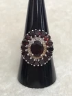 Vintage Ross Simons 925 Sterling Silver Red Garnet Halo Ring Size 7