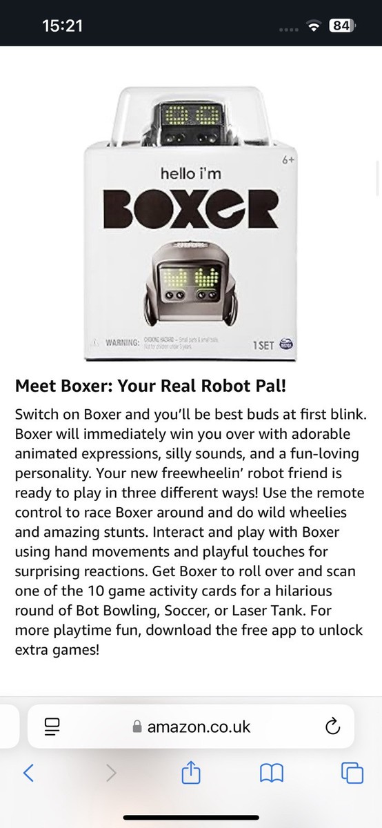 Amazon Black Boxer Robot Boxer Interactive AI Robot Toy With