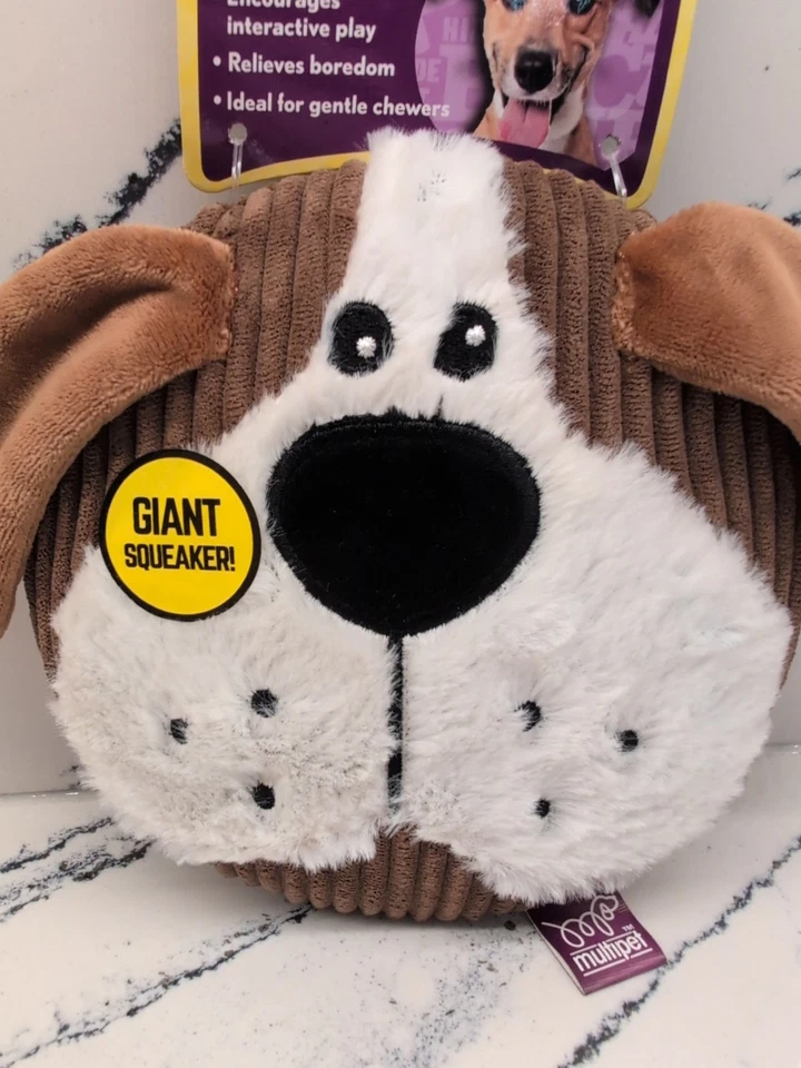 NEW Multipet Toy Cuddle Buddies, 7 in Dog Face, Squeaks, Cuddle Toss Shake - Image 3 of 4