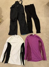 Surfanic Black Ski Salopettes Size 152 12 years + two Wed’ze ski tops + legging