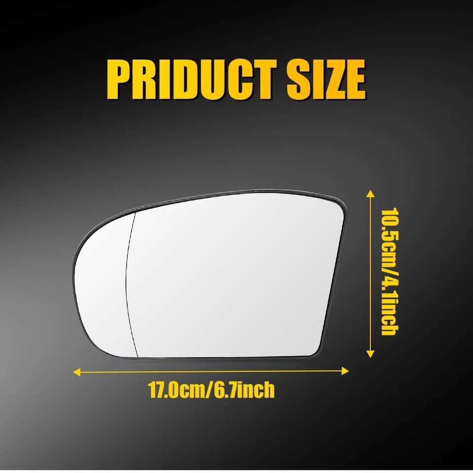 Espejo retrovisor térmico lateral izquierdo de vidrio con respaldo para Mercedes-Benz C230 2001-2007 Foto 3 de 4