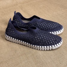 Ilse Jacobsen Tulip Shoes Womens 10 Navy Blue Perforated Slip On Flats Comfort