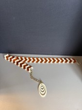 Vintage Women's Mod Boho Belt with Plastic Orange Ivory Chevron Shapes