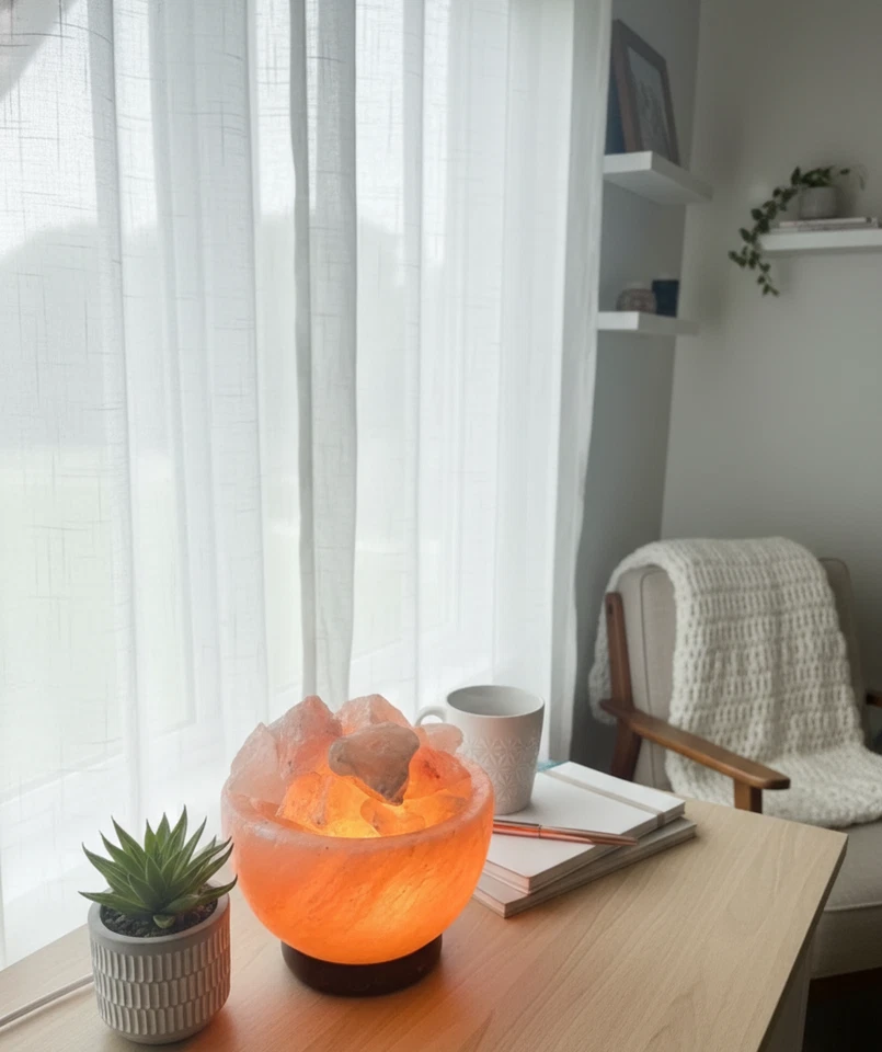 Гималайская соляная лампа чаша с кусками | переключатель регулируемой яркости + 2 лампы | подарок и декор - Изображение 2 из 4