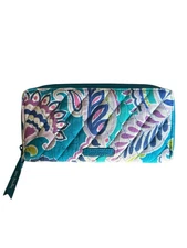 Vera Bradley Blue Paisley Zip Around Clutch Wallet Quilted Card Holder Coin Purs